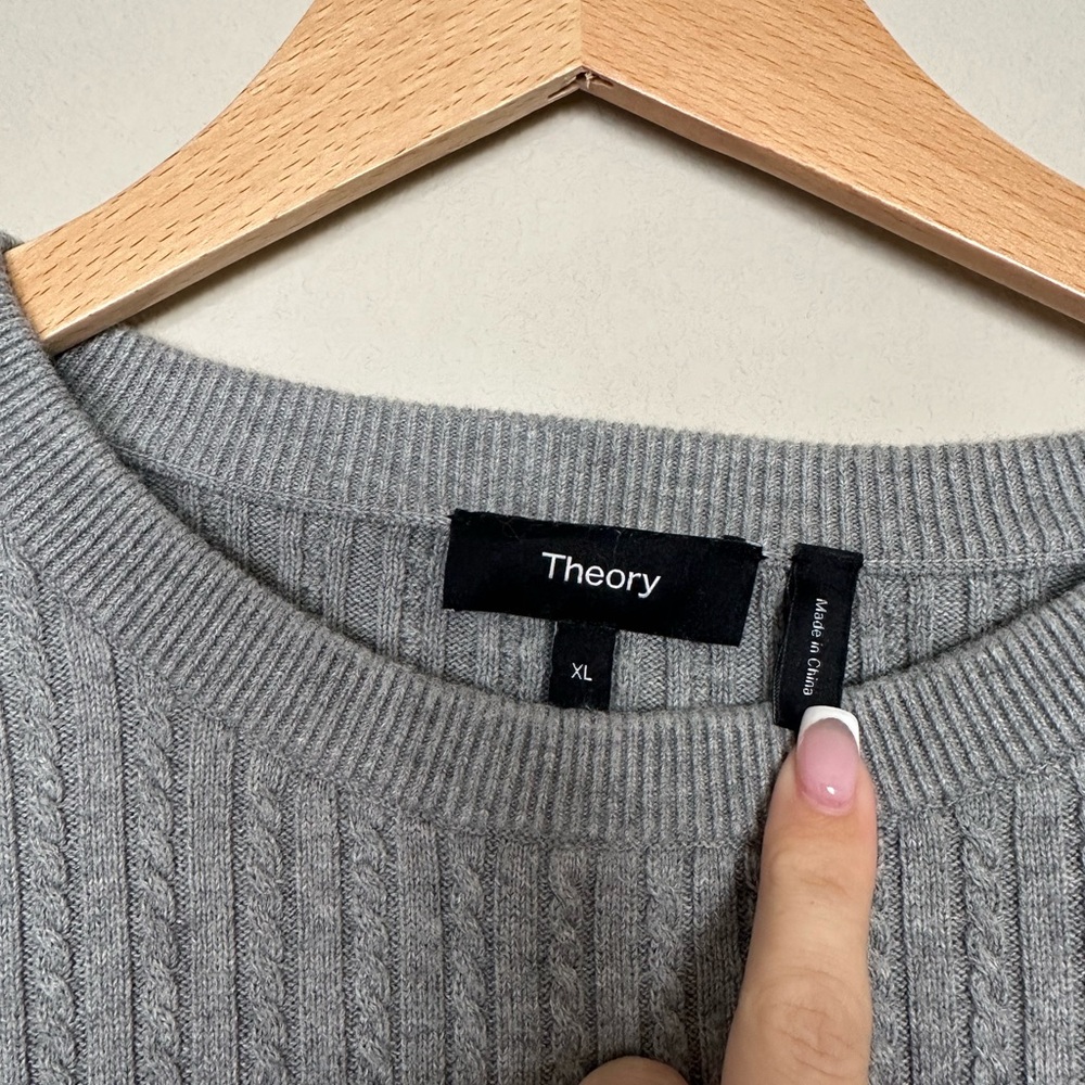 Theory Ribbed Knit Gray Sweater